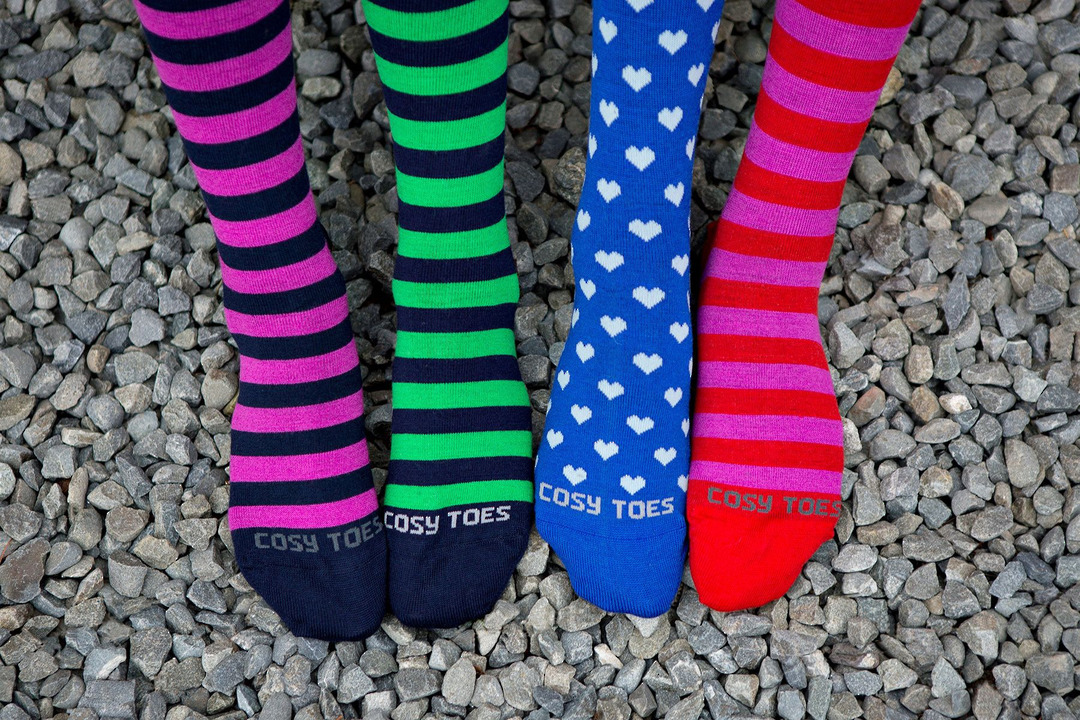 Merino Socks - Knee High Hearts and Stripes - Unisex image 3