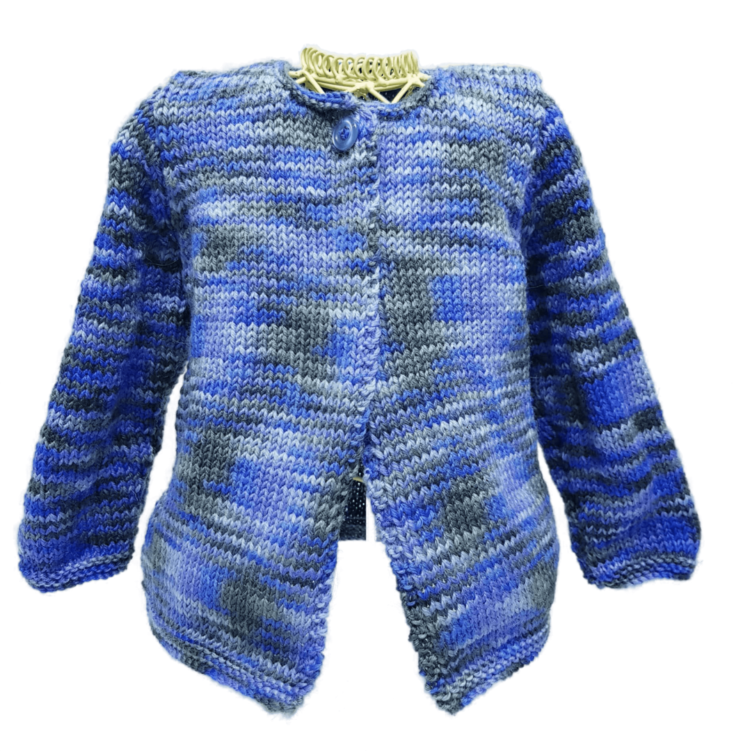 One Button Merino Cardigan in multi blue - 6 - 12 months image 0