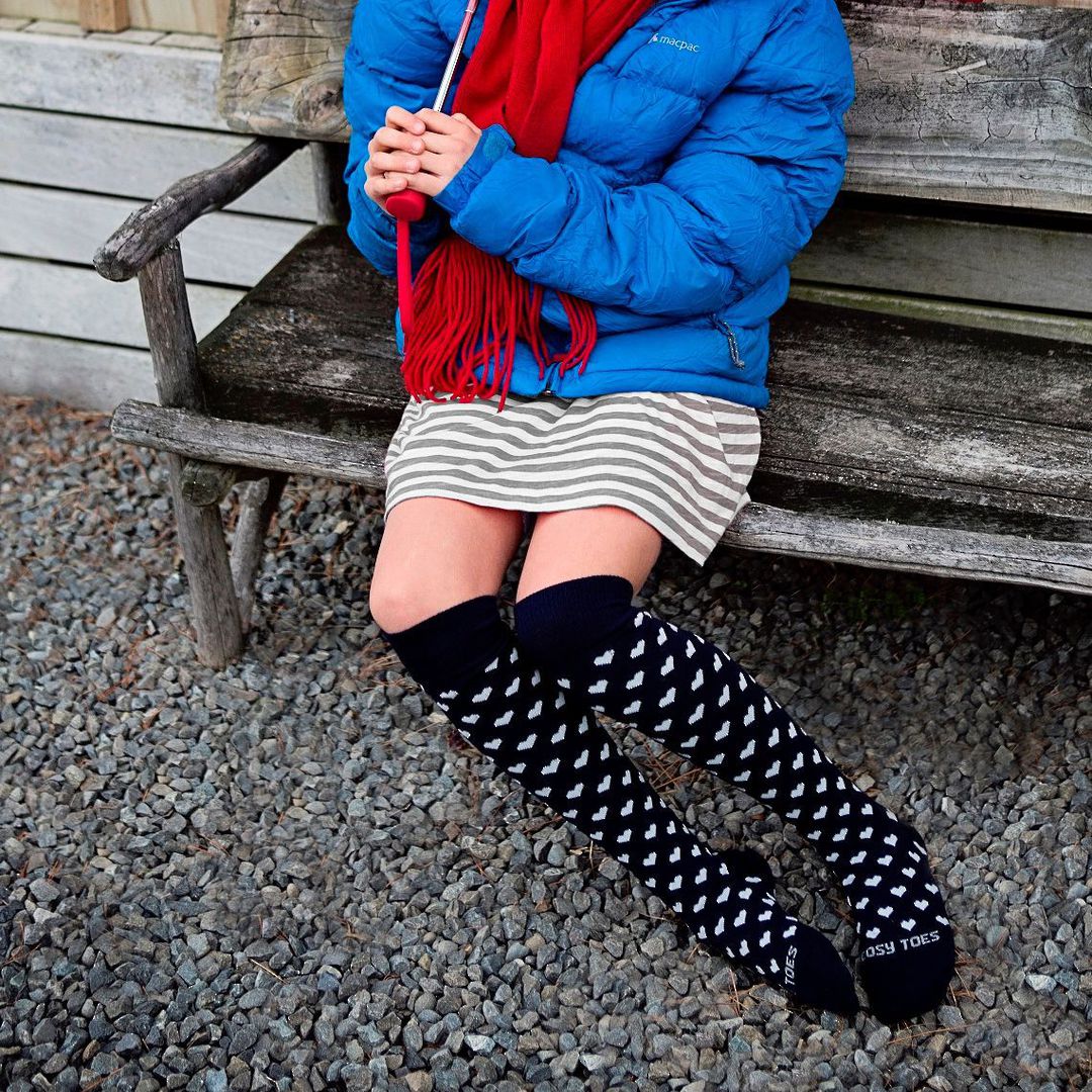 Knee High Merino Socks Hearts, Stripes, Plain - Unisex image 0