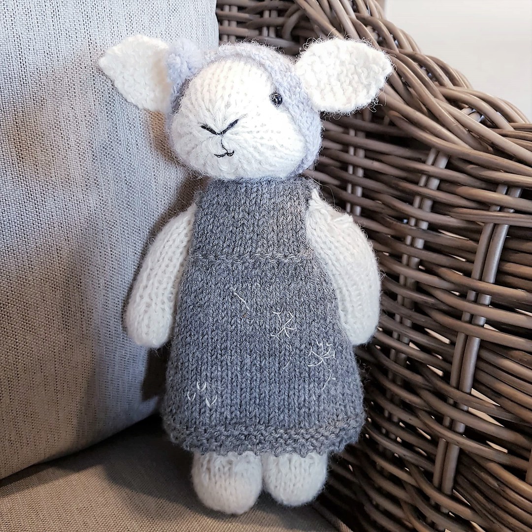 Wool Lamb Teddy - charcoal dress with headband image 0