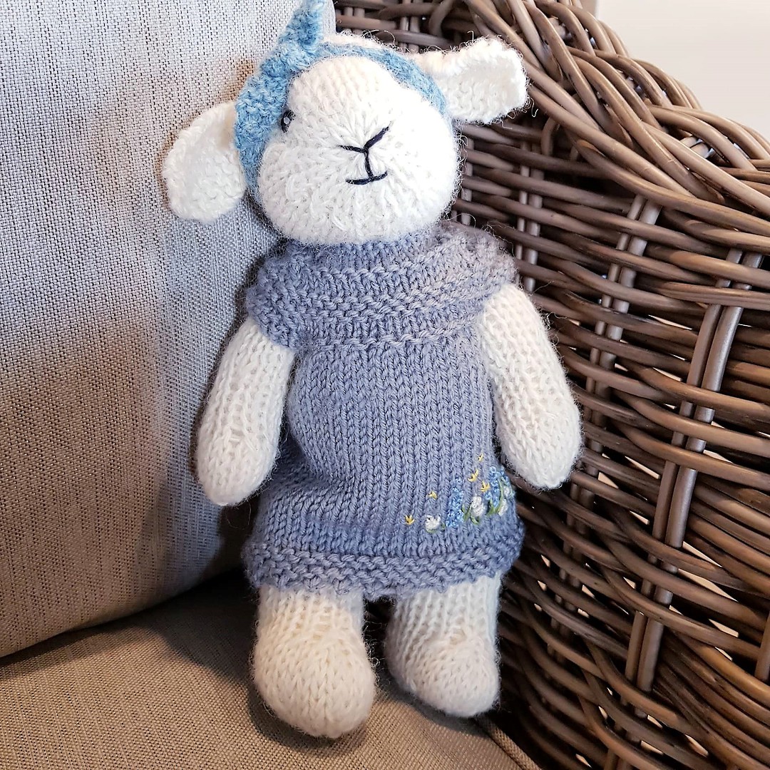 Wool Lamb Teddy - grey dress with headband image 0