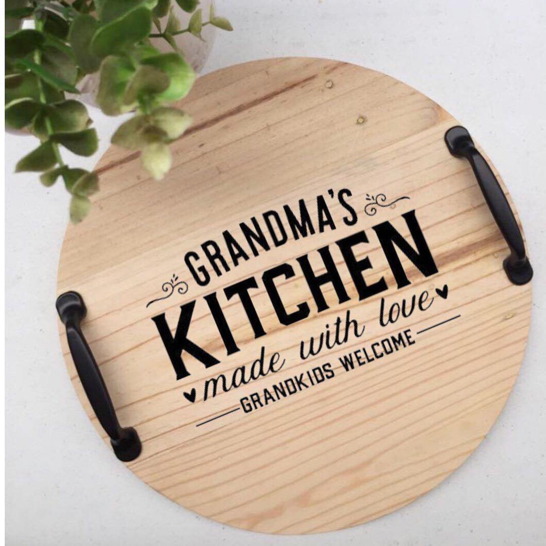 Country Kitchen Round tray with handle image 2