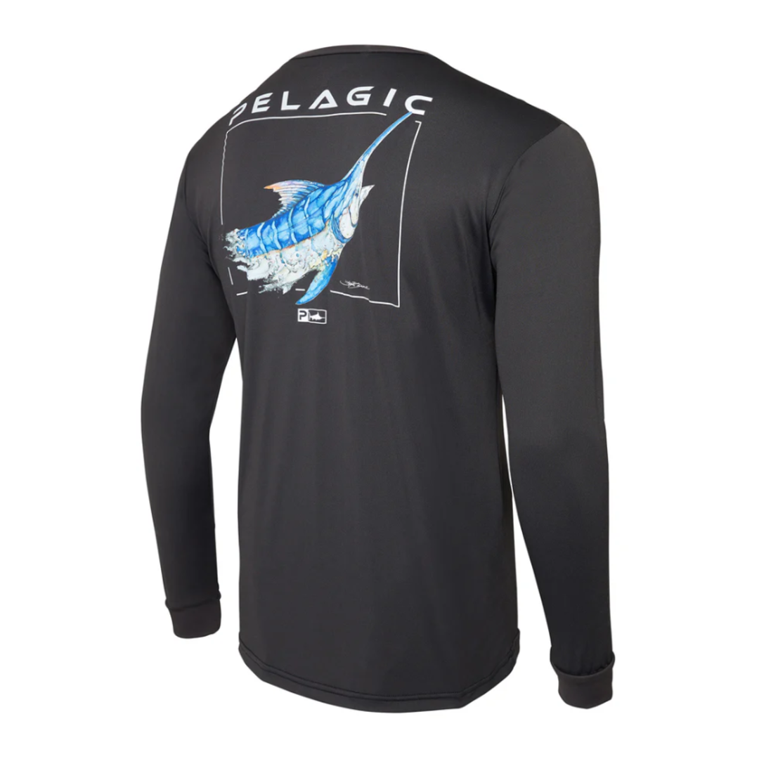 Pelagic AquaTek Shirt - Goione Marlin - Black image 0