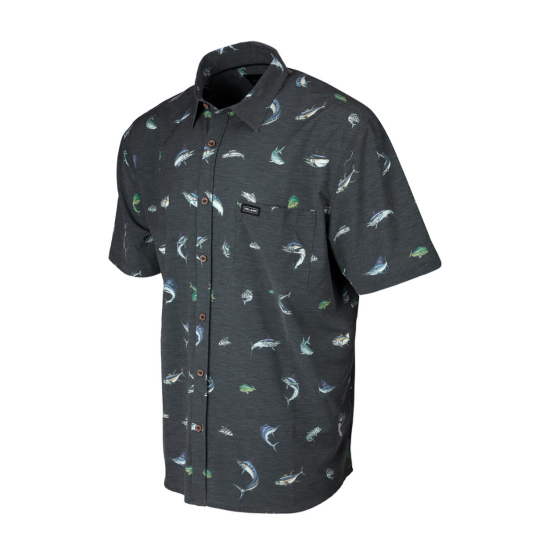 Pelagic Dockside Gamefish Stretch Woven Shirt - Black image 0