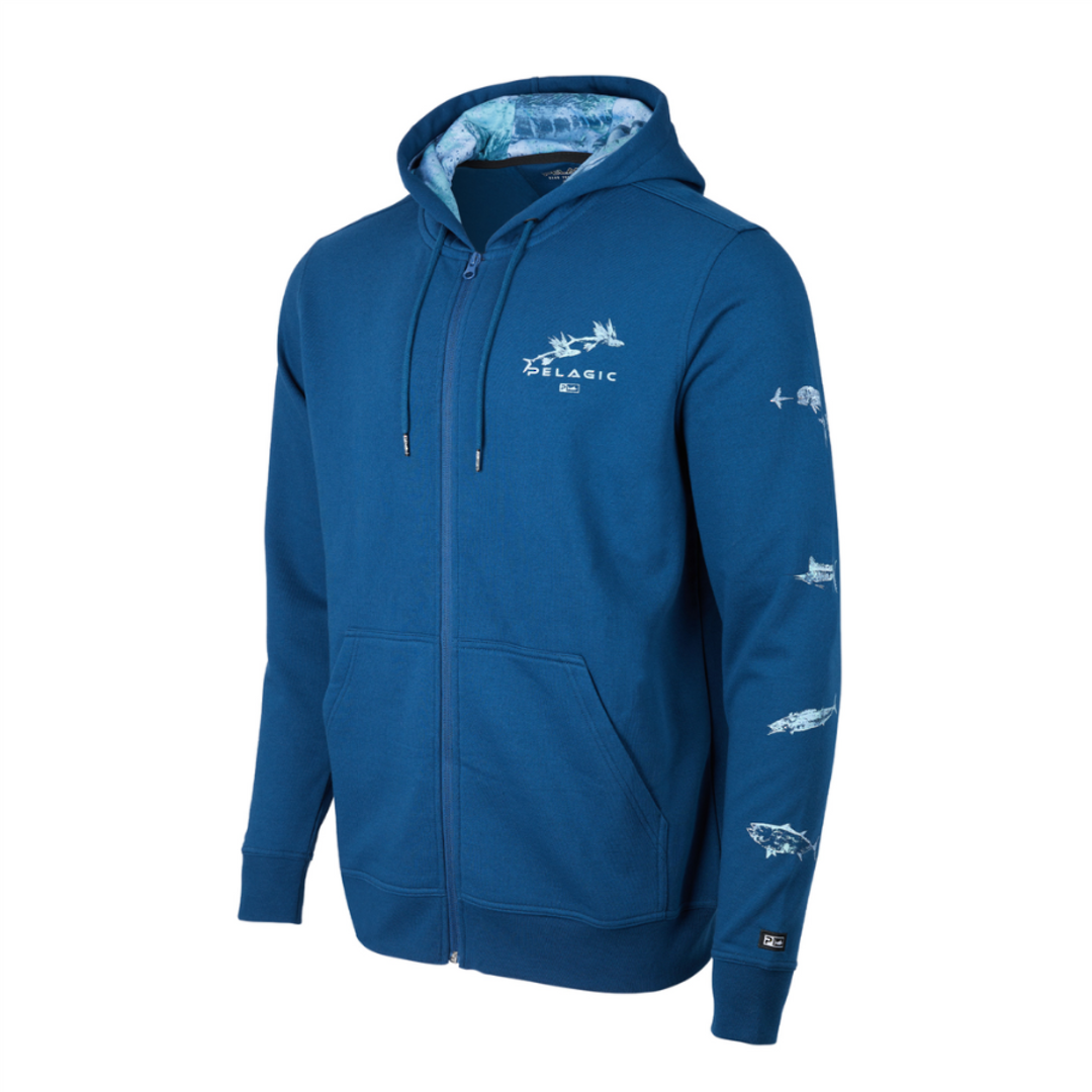 Pelagic Northlake Hooded Zip Fleece - Gyotaku Navy image 0