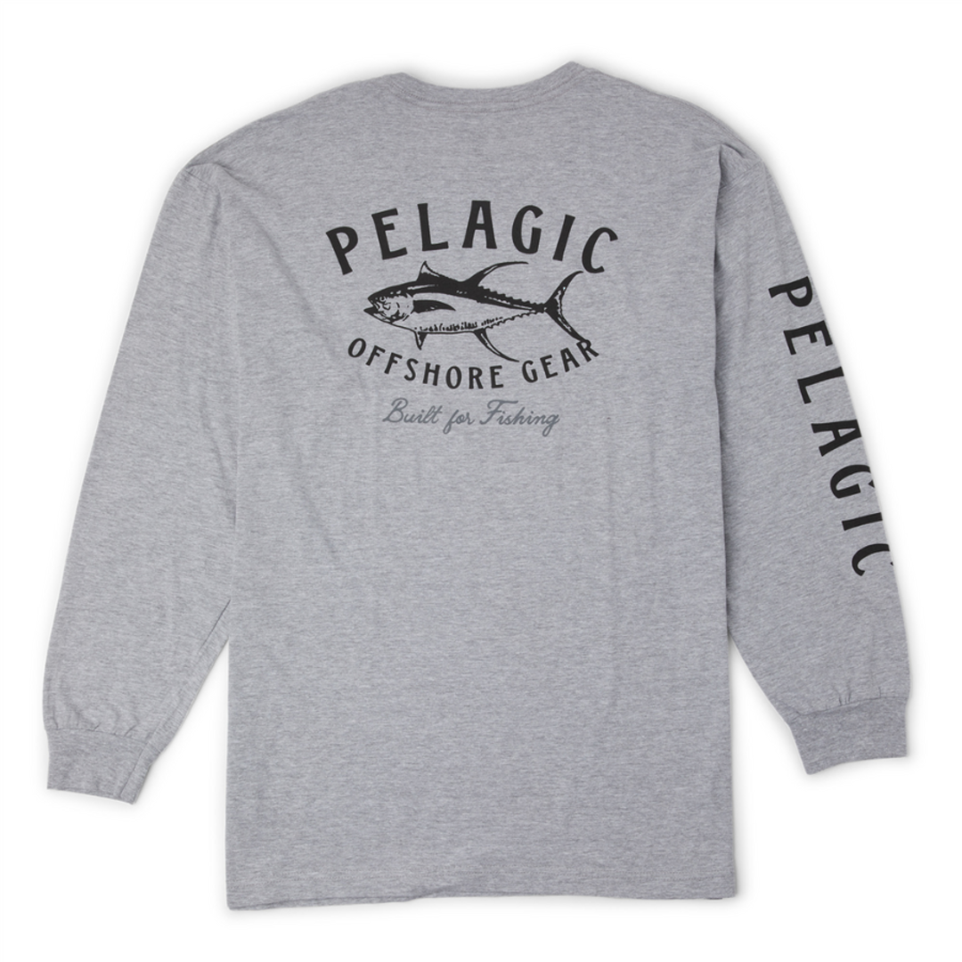 Pelagic Prem Long Sleeve Tee Tuna Trip - Heather Grey image 1