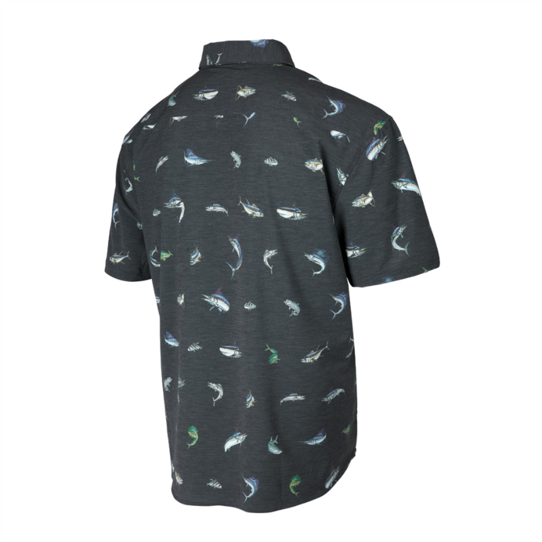 Pelagic Dockside Gamefish Stretch Woven Shirt - Black image 1