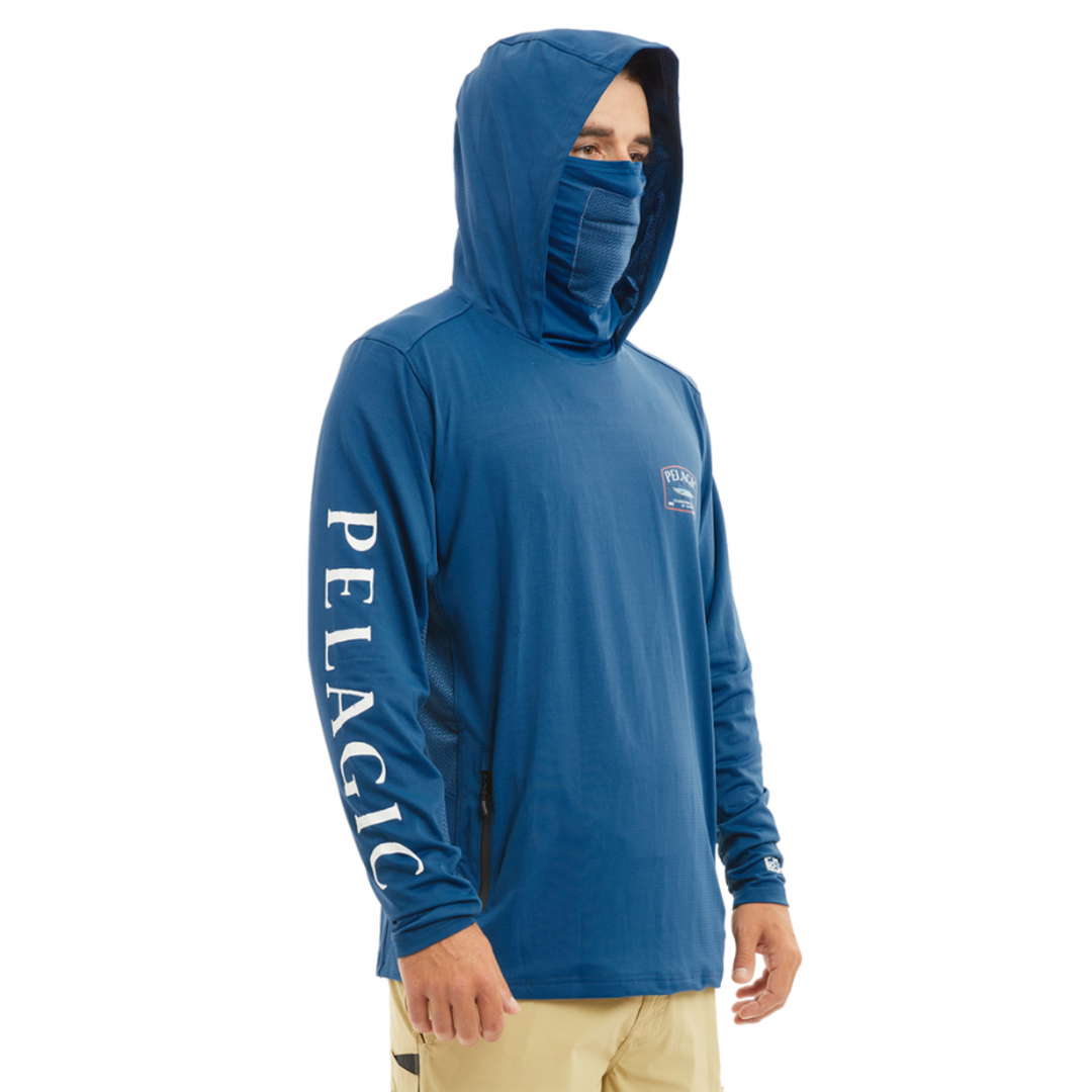 Pelagic Exo-Tech Hooded Shirt - Game Fish Marlin Smokey Blue image 1