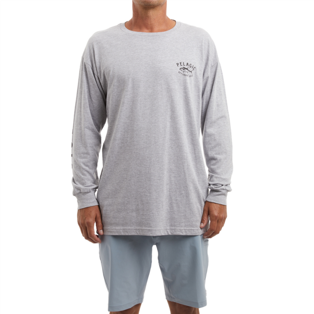 Pelagic Prem Long Sleeve Tee Tuna Trip - Heather Grey image 0