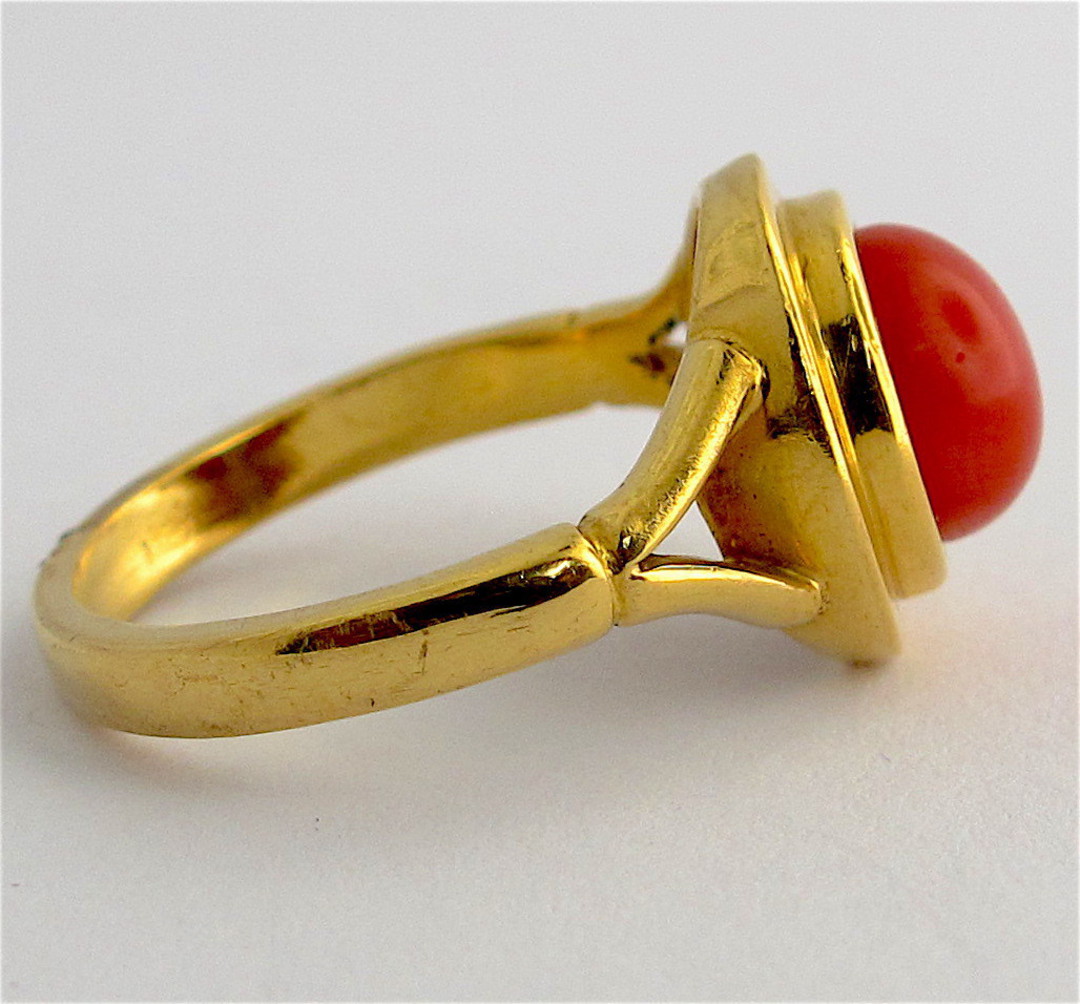 22ct yellow gold coral ring image 1