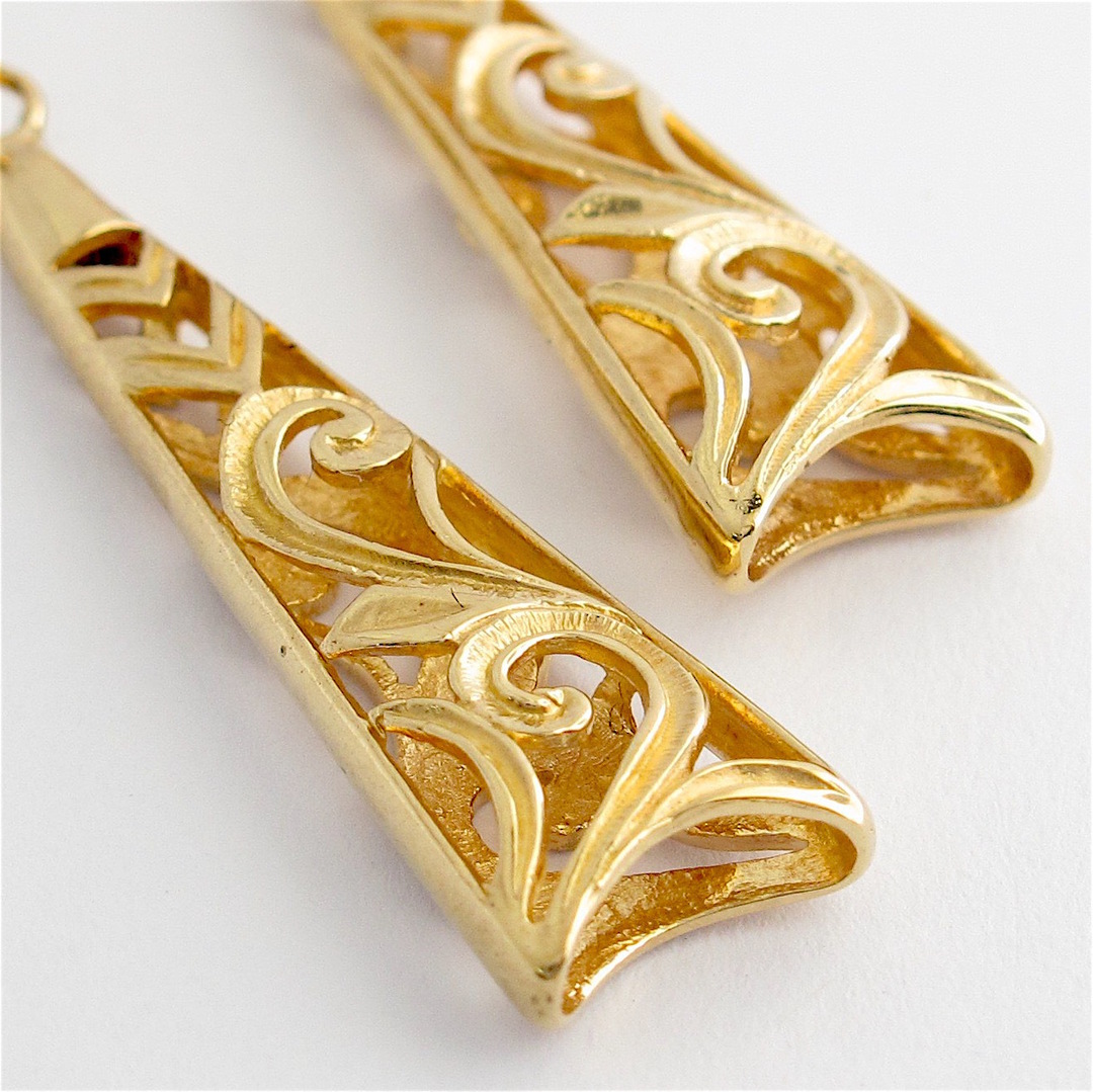 9ct yellow gold stud dangle earrings image 1