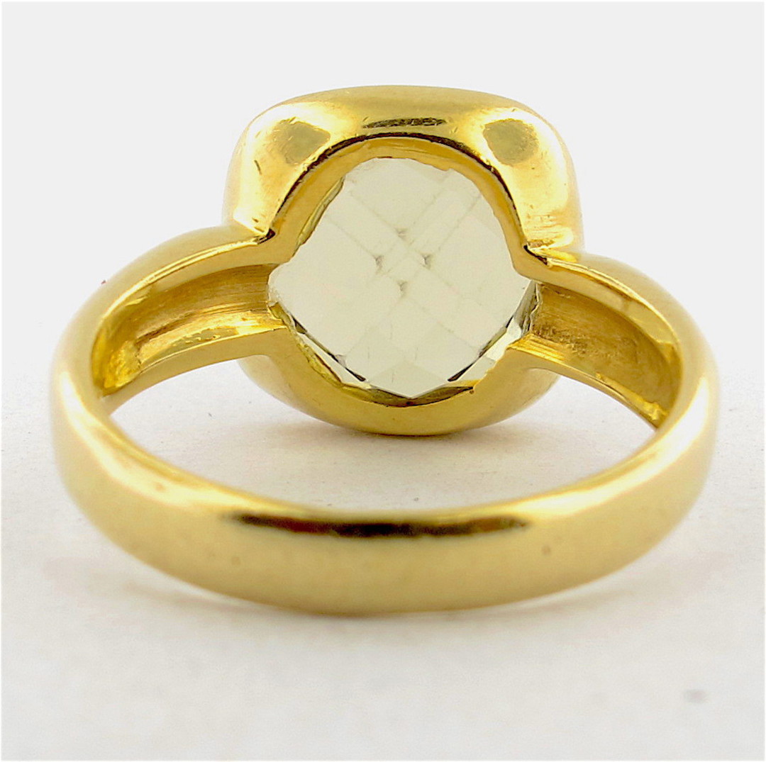 18ct yellow gold checkerboard cut citrine dress ring image 1