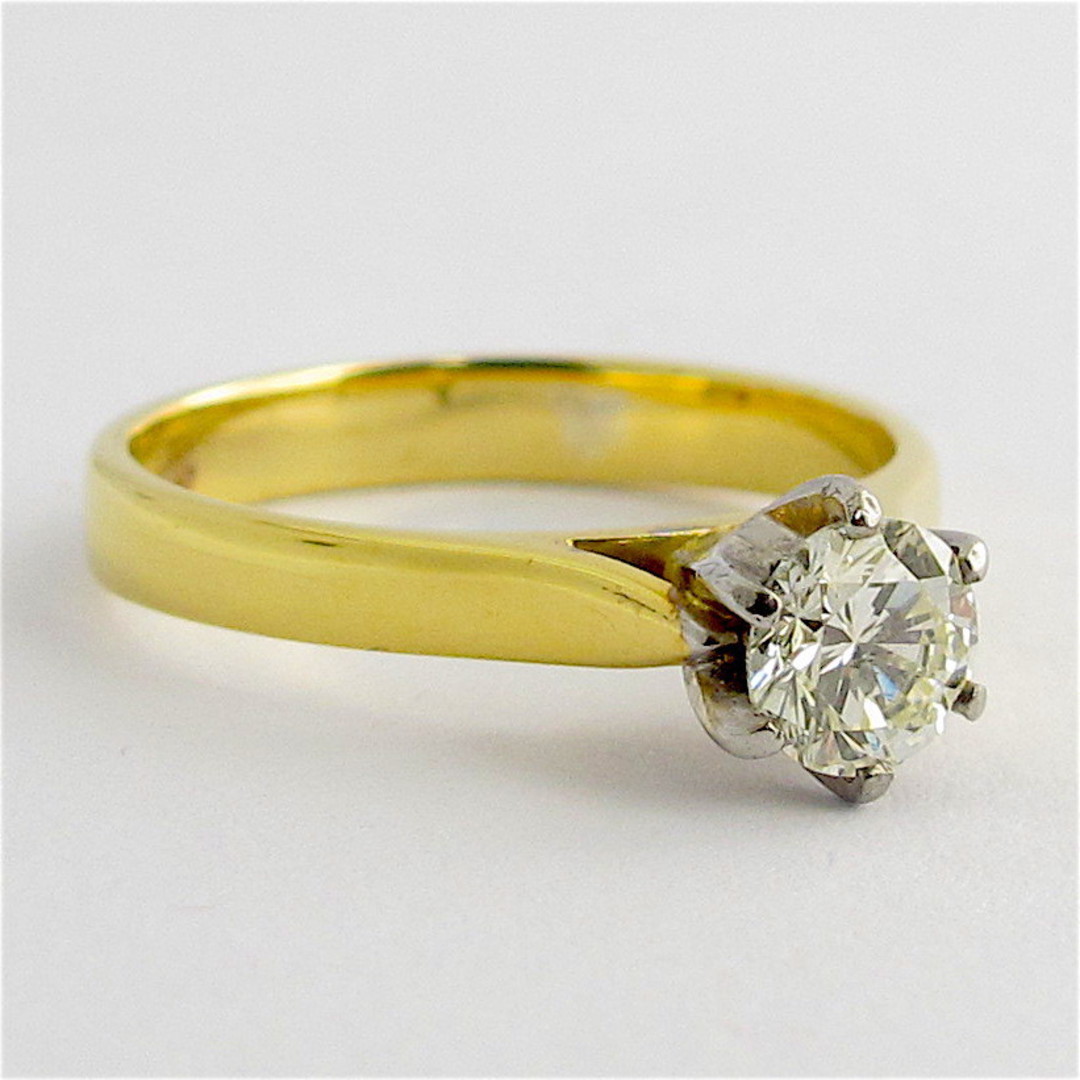 18ct yellow and white gold diamond solitaire ring image 1