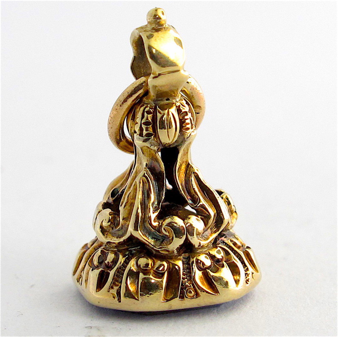 9ct yellow gold antique quartz set seal charm image 0