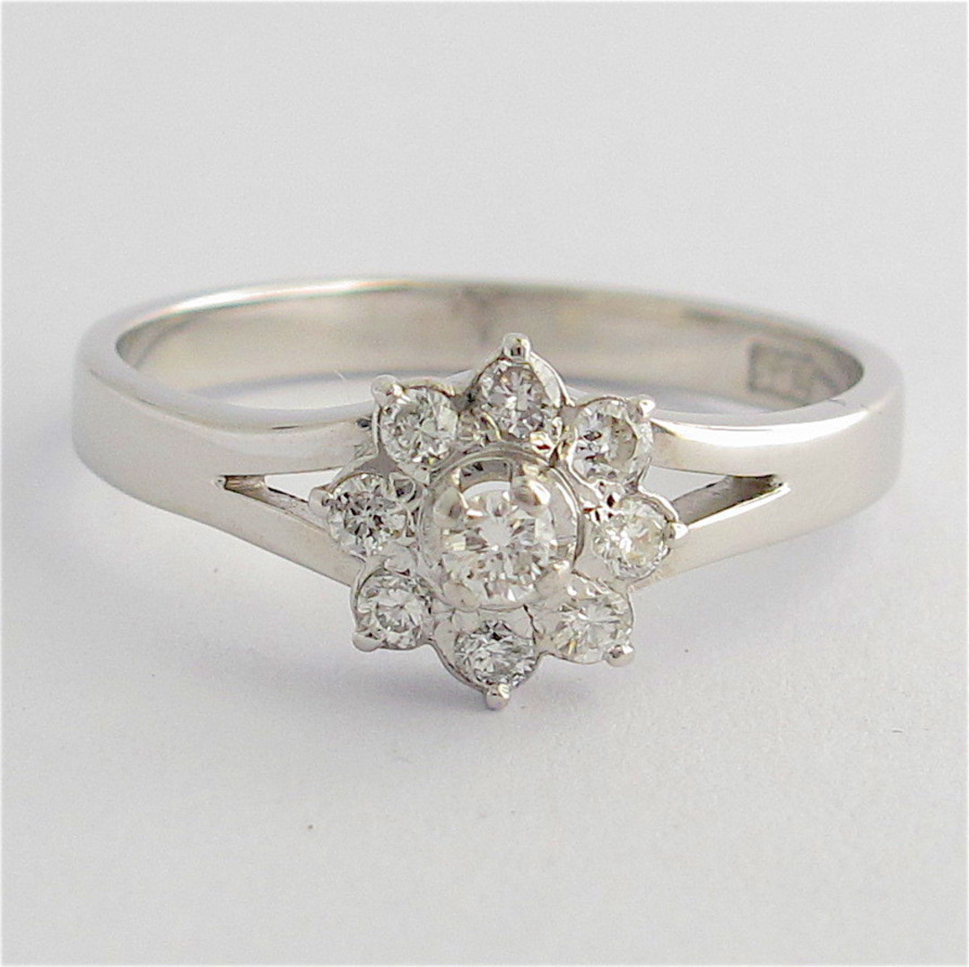 14ct white gold 'flower design' diamond ring image 0