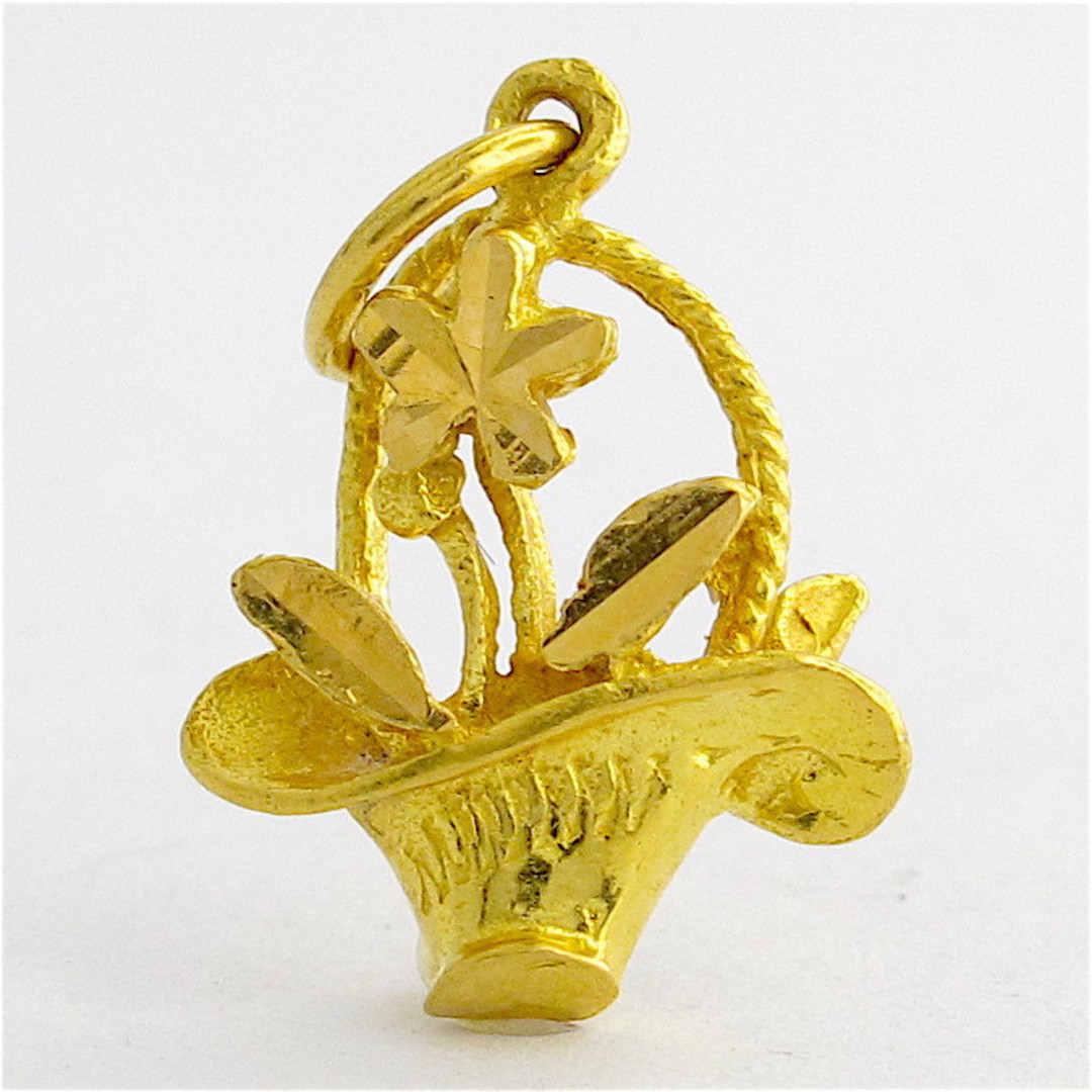 22ct yellow gold flower basket charm image 0