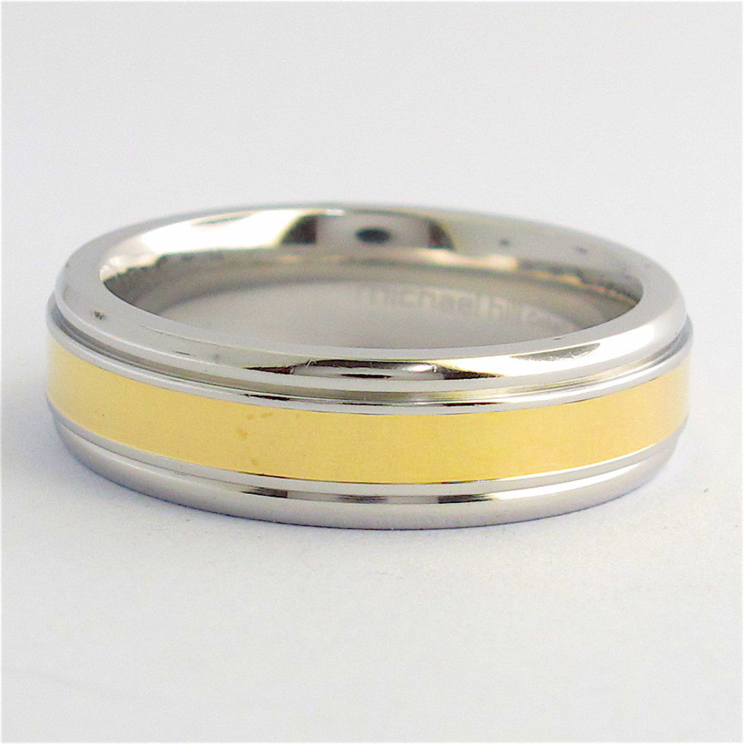 14ct yellow gold and stainless steel band image 0
