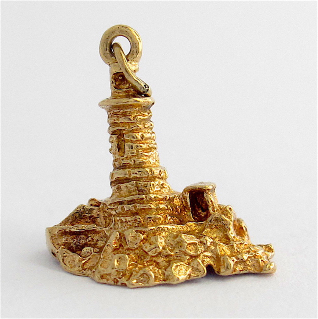 9ct yellow gold lighthouse charm image 0