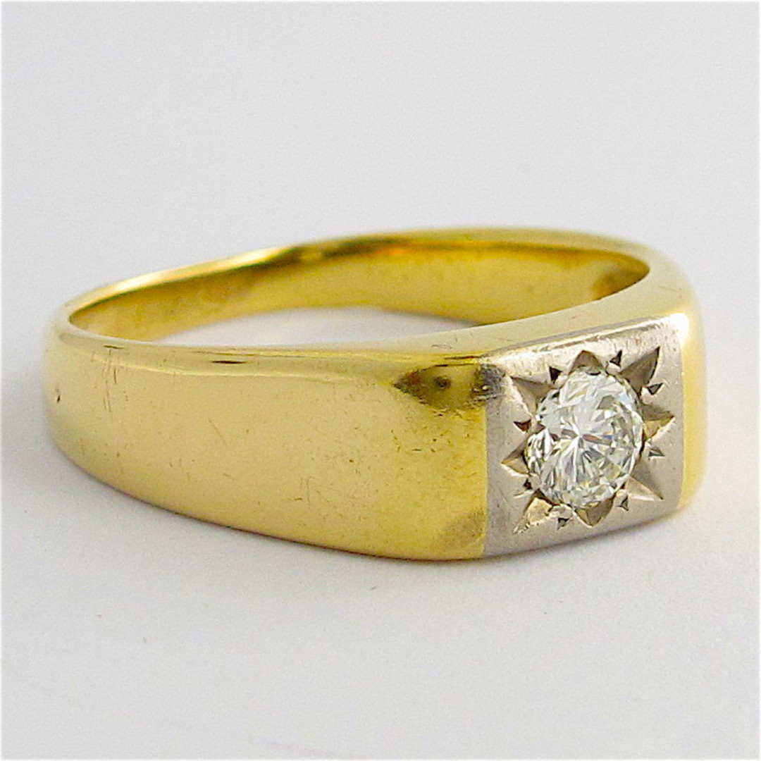 18ct yellow and white gold gents diamond set ring image 1