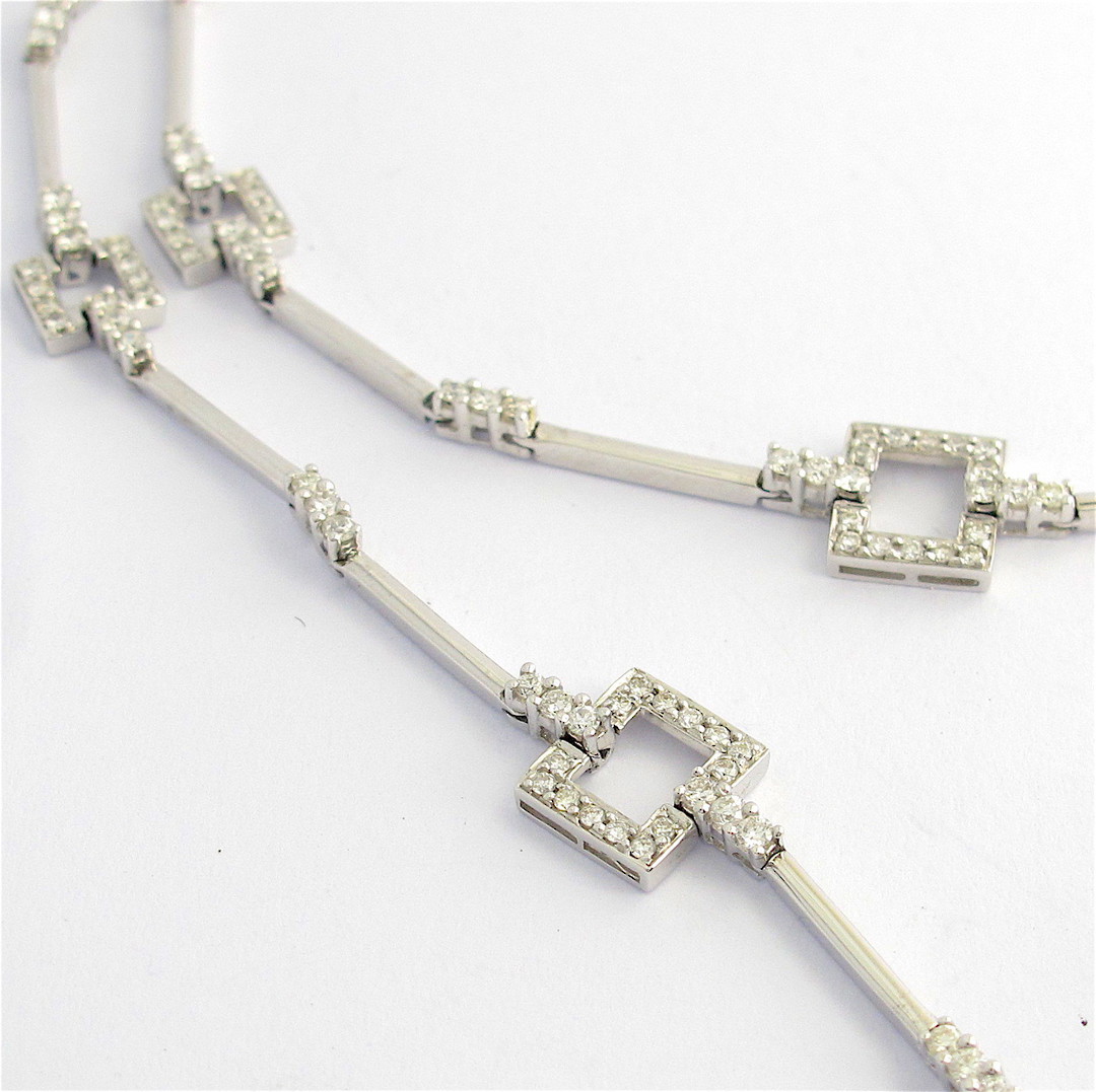 18ct white gold diamond and pearl set necklet image 2
