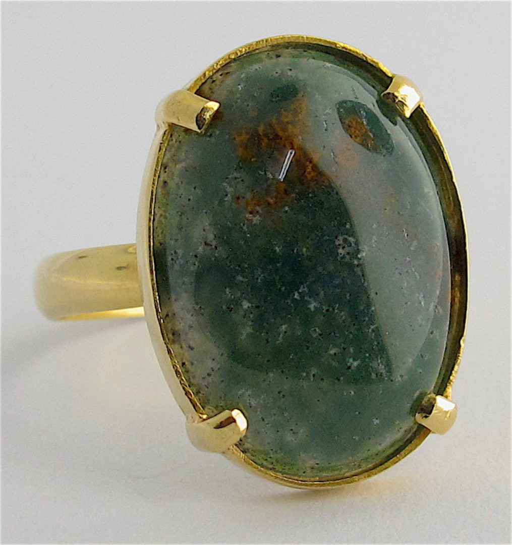 18ct yellow gold moss agate stone ring image 0