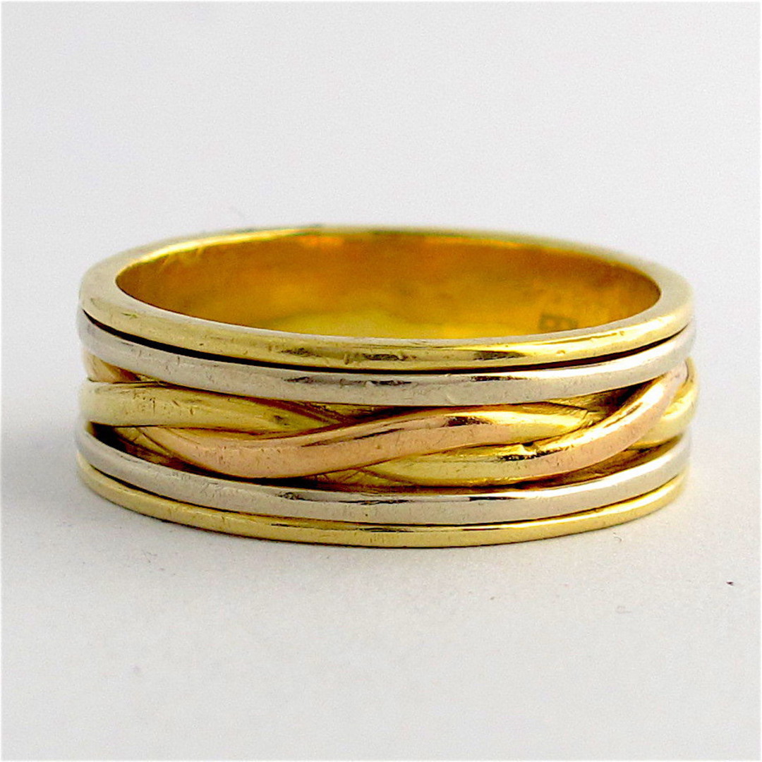 18ct tri-gold wide band image 0