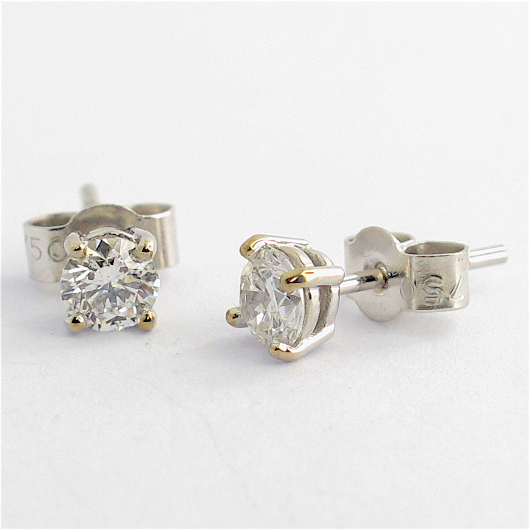 18ct white gold 0.54ct TDW diamond solitaire stud earrings image 0