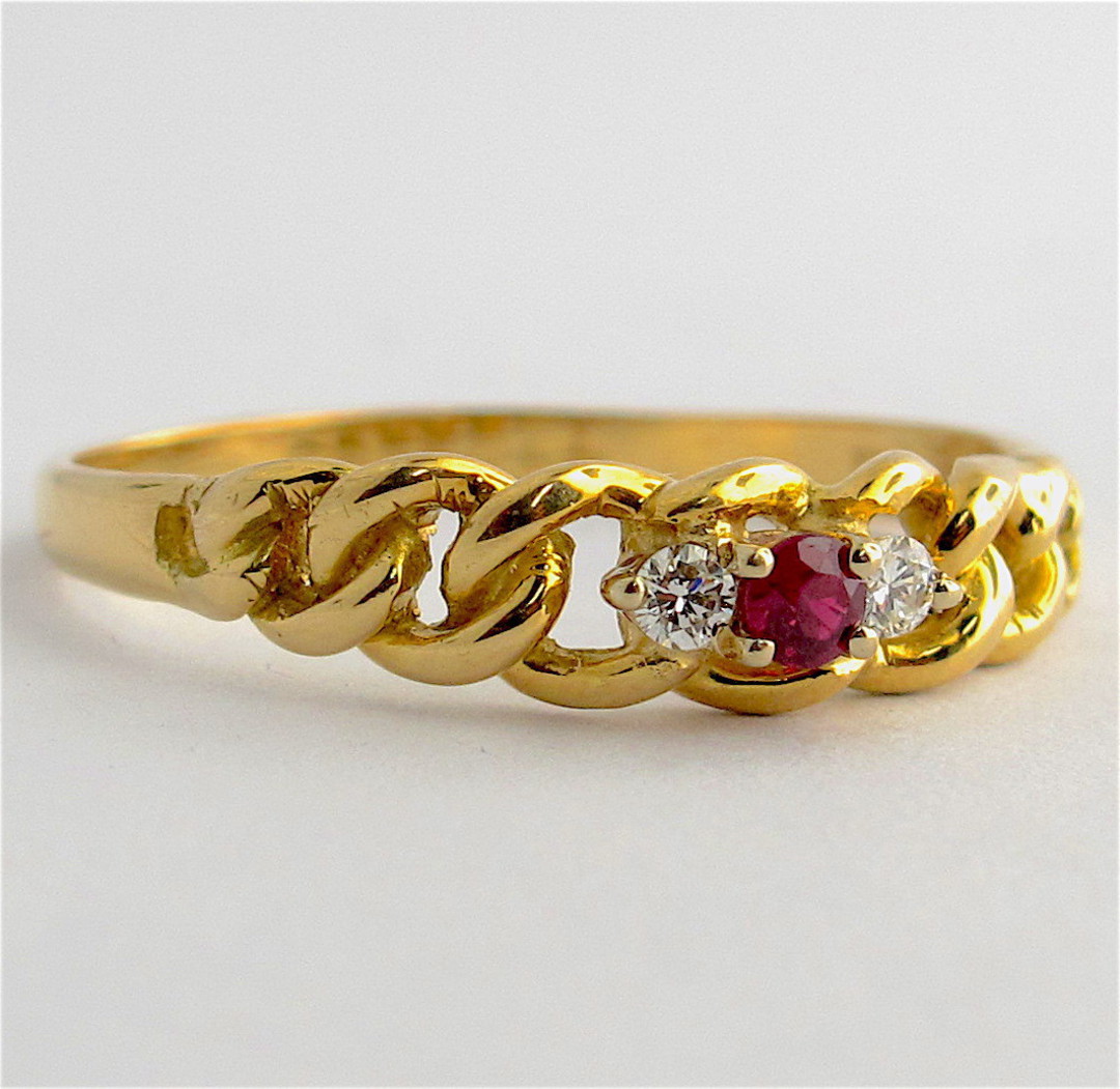 18ct yellow gold vintage ruby and diamond ring image 0