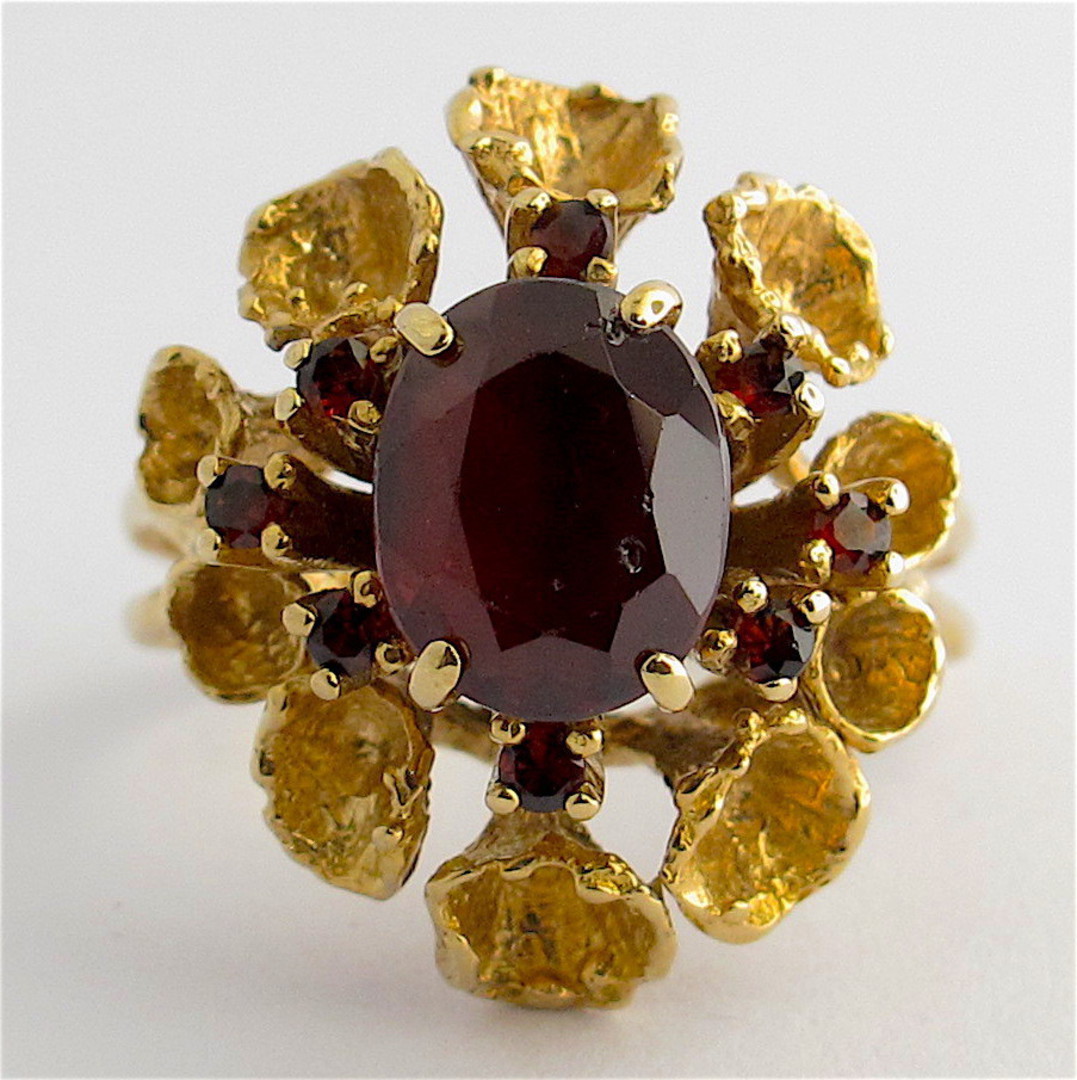 9ct yellow gold unique garnet cluster ring image 0