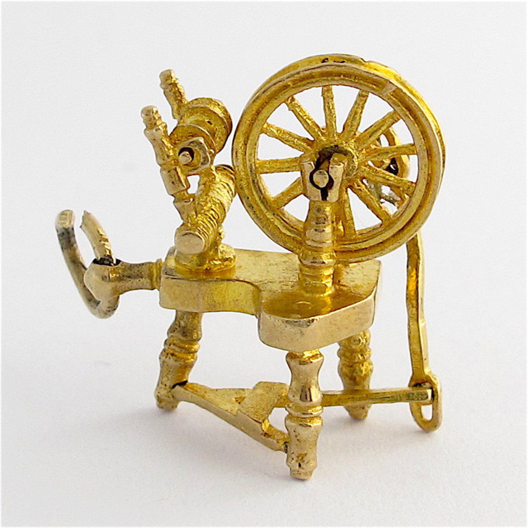 9ct yellow gold spinning wheel charm image 0