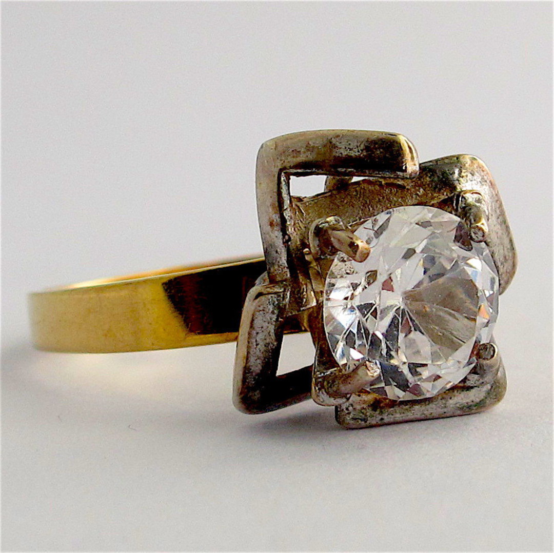 9ct yellow and sterling silver white sapphire dress ring image 0