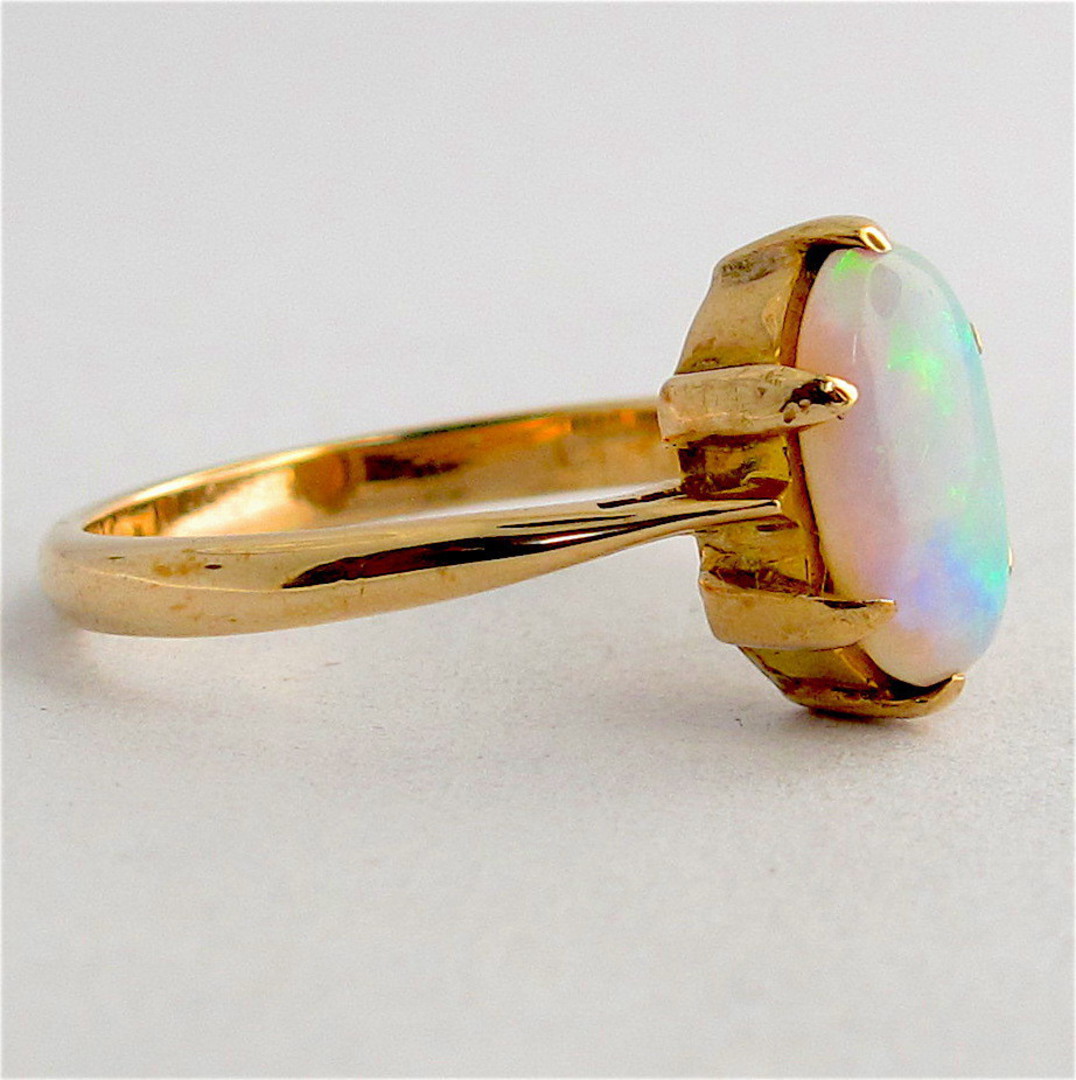 9ct yellow gold solid opal dress ring image 1