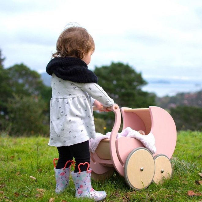 Kinderfeets Dolls Pram Rose Pink  - FREE NZ Delivery - Ships from Christchurch in 1 days time image 0