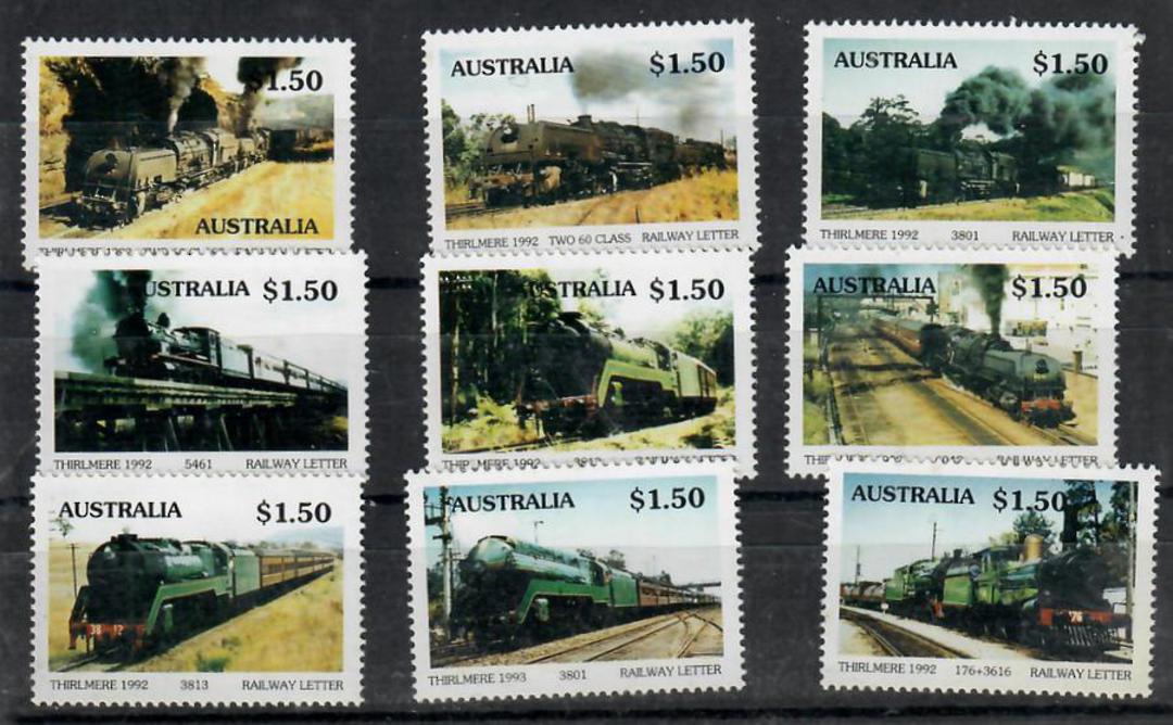 AUSTRALIA 1992 Thirlmere Railway Selection of 9 $1.50 stamps. - 22056 - UHM image 0