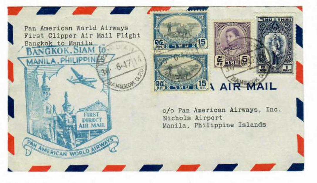 THAILAND 1947 Flight Cover. Pan American World Airways. First Clipper Air Mail Flight from Bangkok to Manila. - 30161 - PostalHi image 0