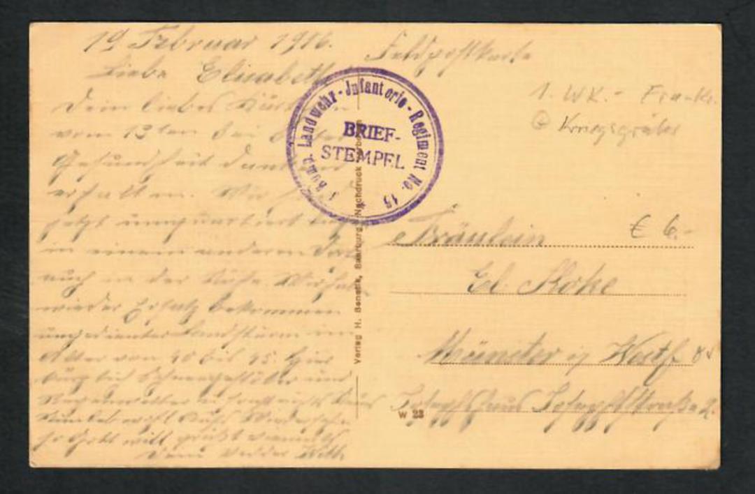 GERMANY 1916 Postkarte. Feld-Post. Censor cachet. - 32383 - PostalHist image 0
