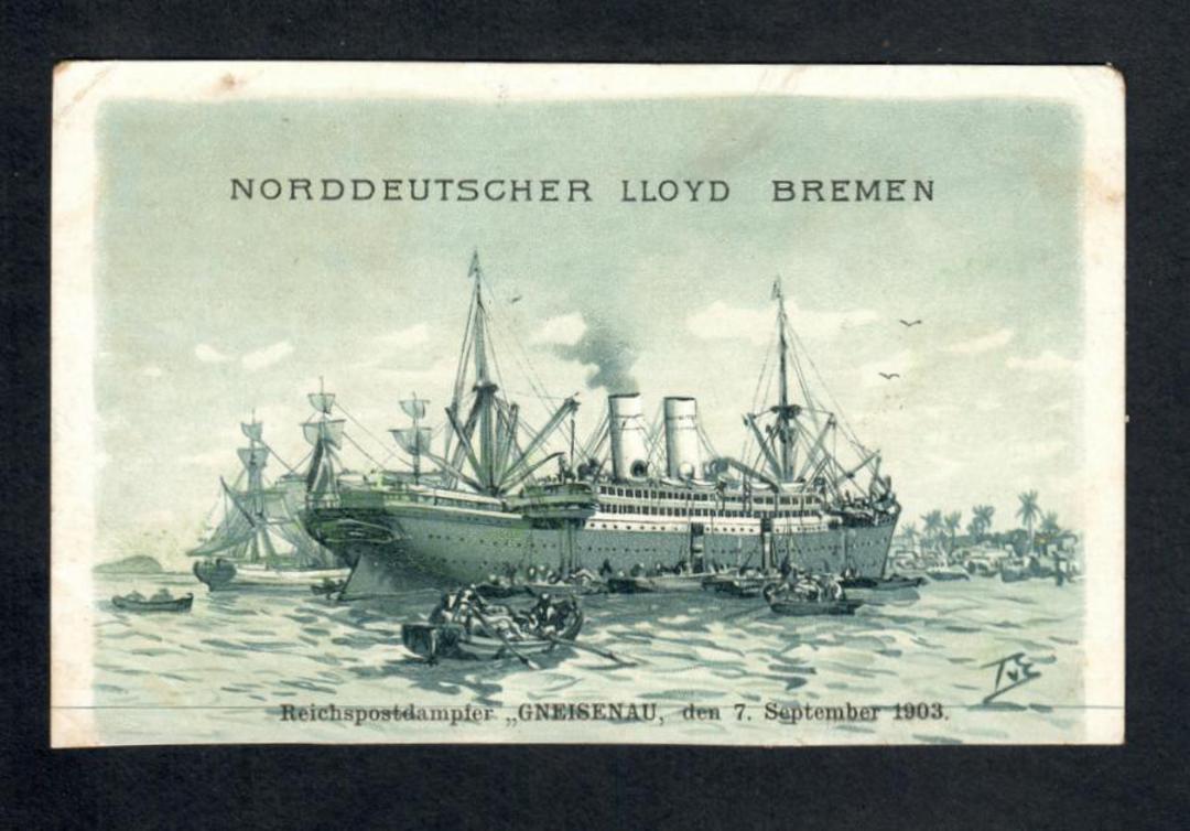 Postcard of of and from Gneisenau 7/9/1903 written from Genoa to New Zealand. - 40216 - Postcard image 0