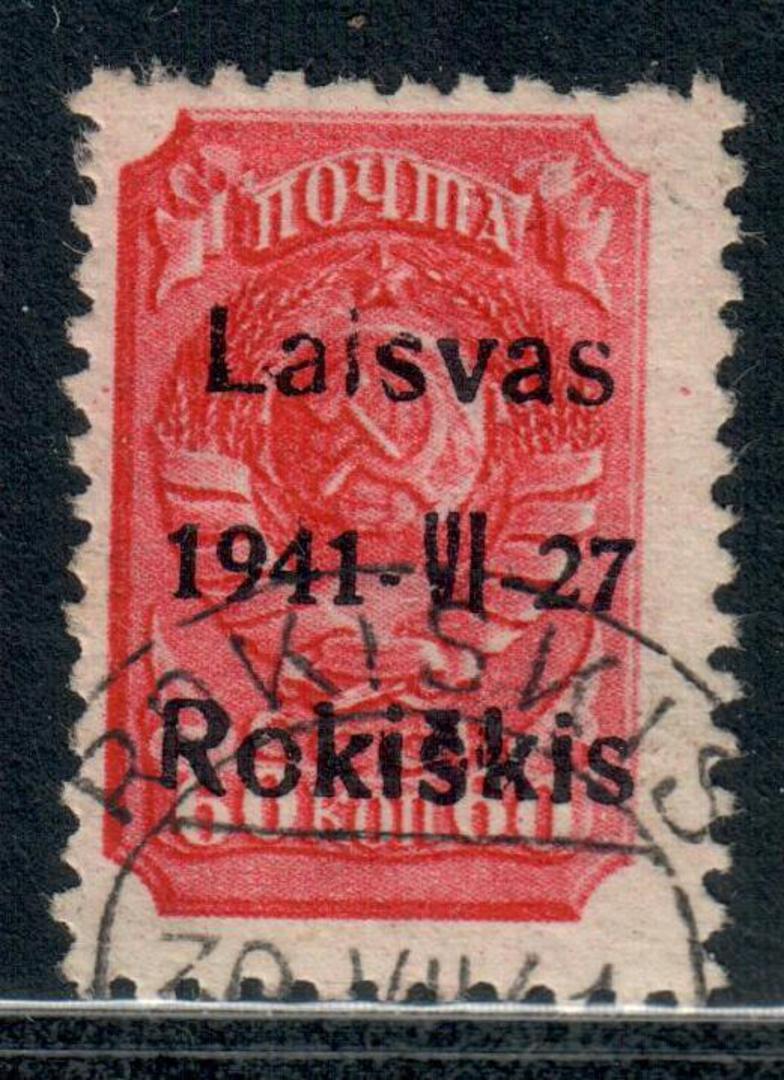 GERMAN OCCUPATION OF LITHUANIA 1941 Russian Definitive overprinted in Black. Rakischki 27/6/1941. Unofficial issue not listed by image 0