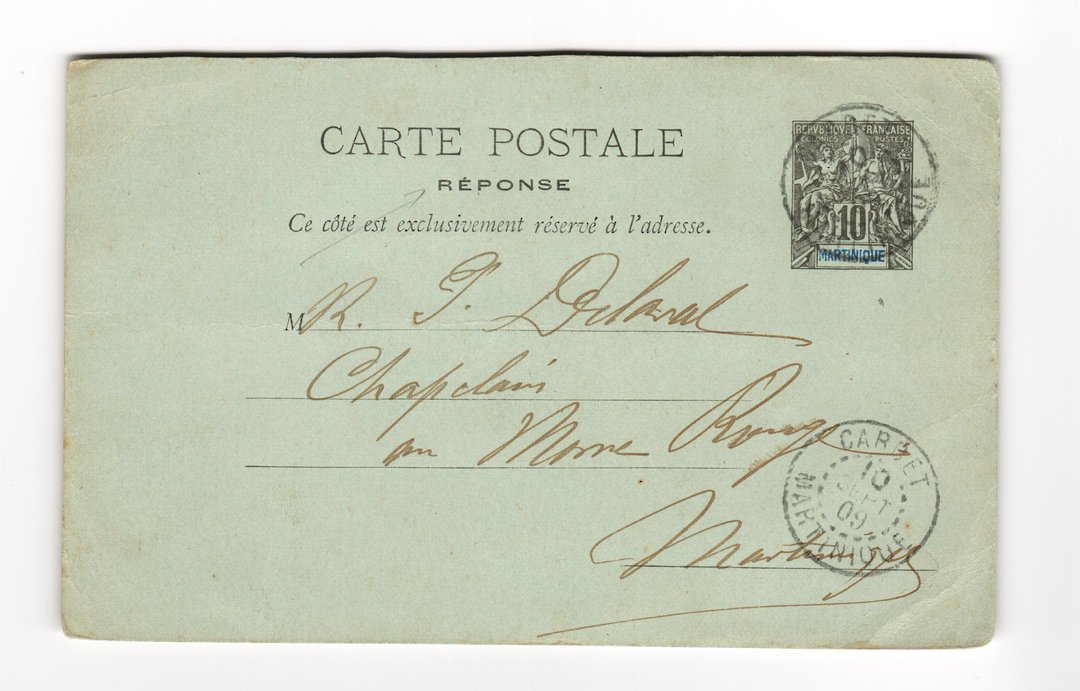 MARTINIQUE 1909 Carte Postale (the Resonse) 10c Black. Internal. - 37776 - PostalHist image 0