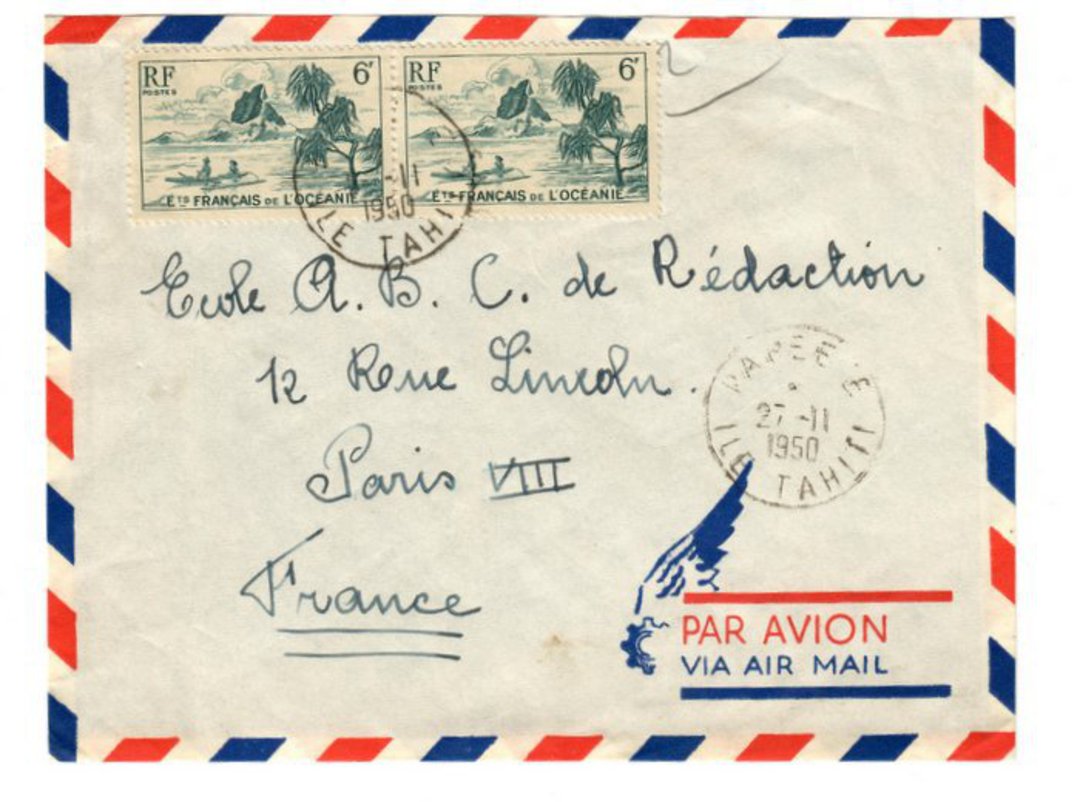 FRENCH OCEANIC SETTLEMENTS 1950 Letter from Papeete to France. - 37545 - PostalHist image 0