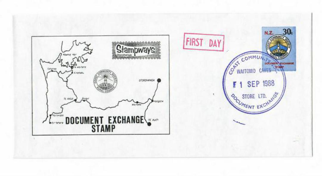 NEW ZEALAND Alternative Postal Operator Stampways 1988 30c Blue Postal Stationery. Waitomo Caves Store Ltd first day cover. - 13 image 0