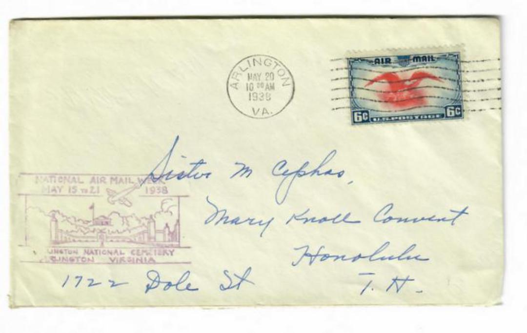 USA 1938 National Air-Mail Week. Special cachet on cover from Saint Arlington VA. - 31098 - PostalHist image 0