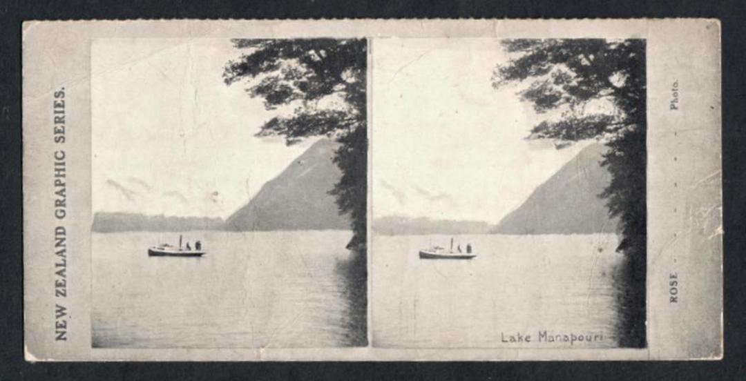 Stereo card New Zealand Graphic series of Lake Manapouri. - 140028 - Postcard image 0