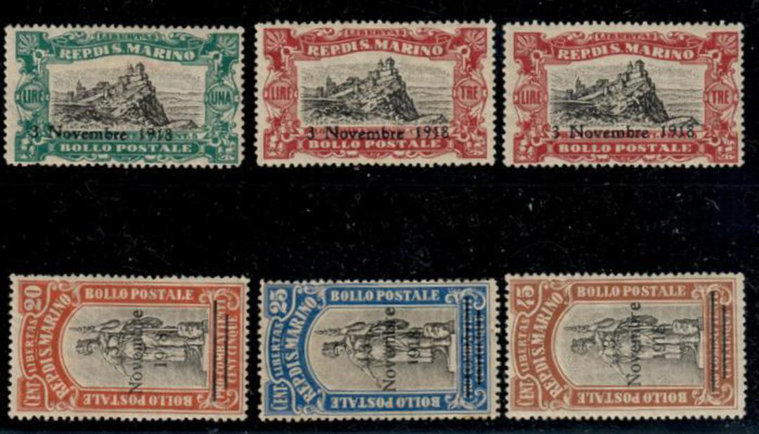 SAN MARINO 1918 Italian Victory over Austria and War Casualties Fund. Set of 6. - 20369 - Mint image 0