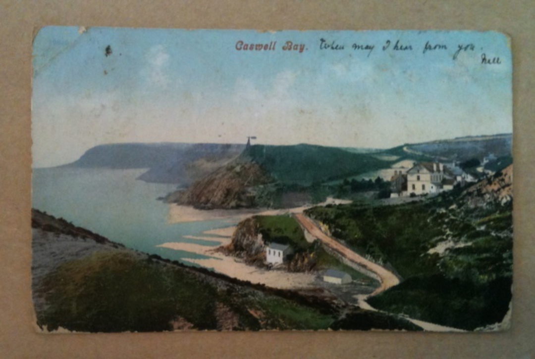 Coloured postcard of Caswell Bay. Dull corners. - 242580 - Postcard image 0