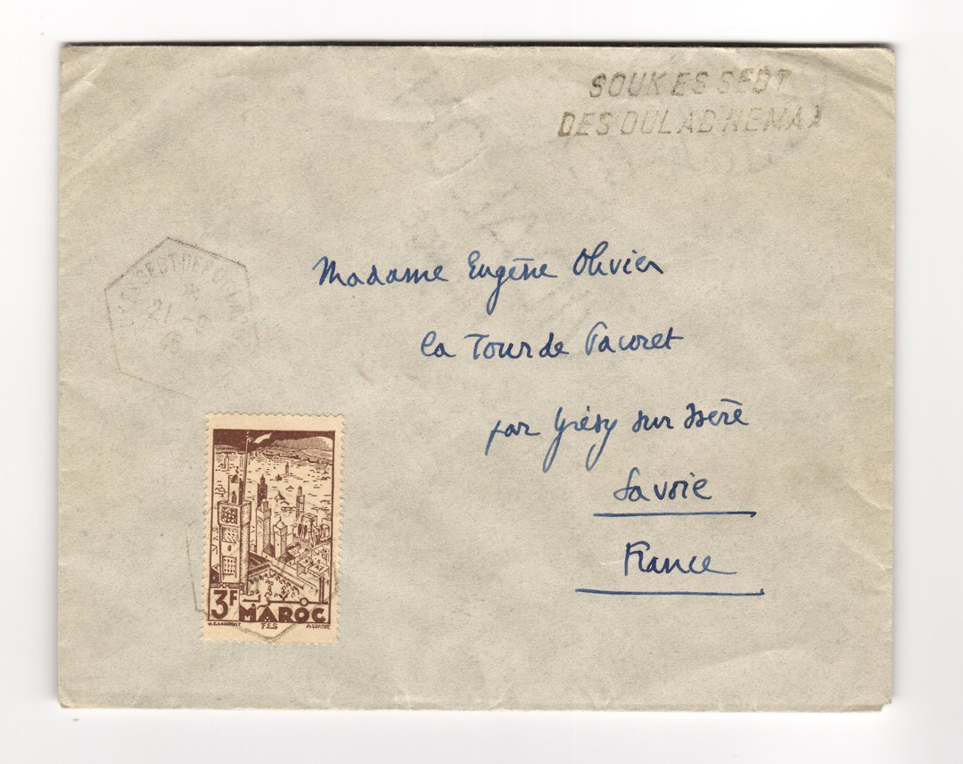 FRENCH MOROCCO 1945 Letter to France. Cachet top right. - 37756 - PostalHist image 0