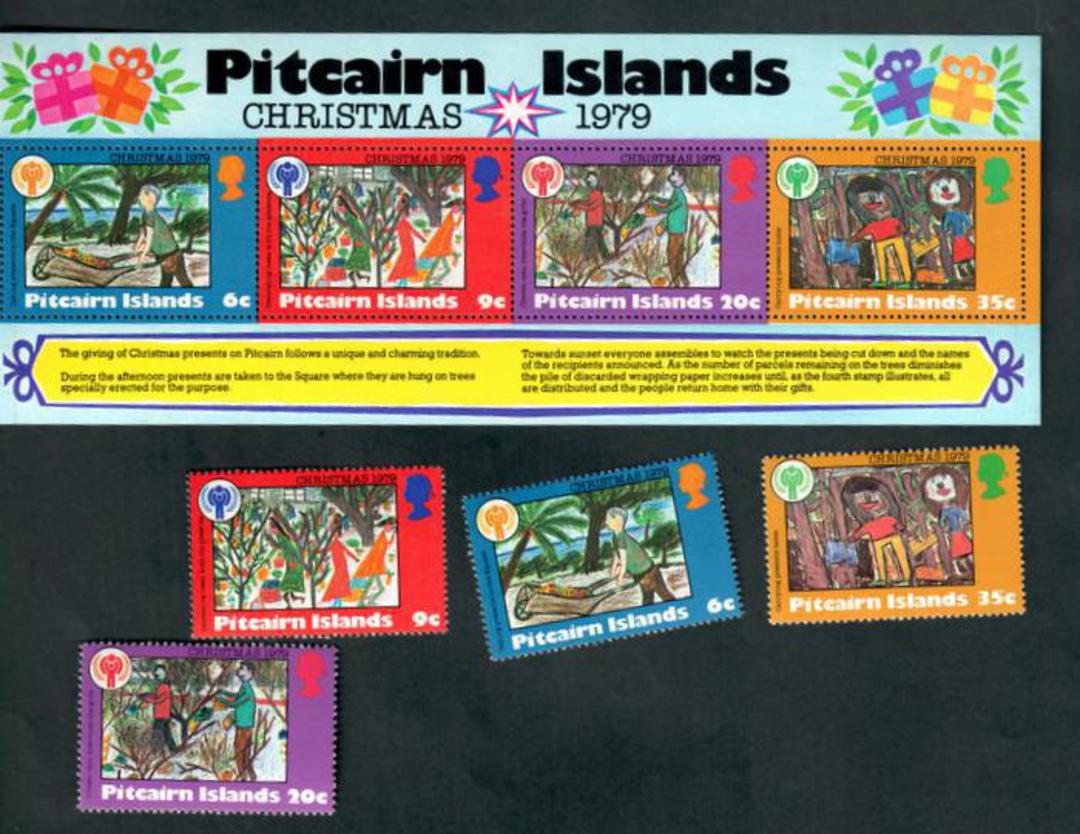 PITCAIRN ISLANDS 1979 Christmas. Set of 4 and miniature sheet. - 52325 - UHM image 0