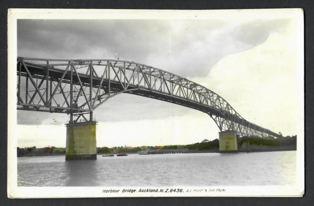 Tinted Postcard by  A B Hurst & Son of Auckland Harbour Bridge. - 45470 - Postcard image 0