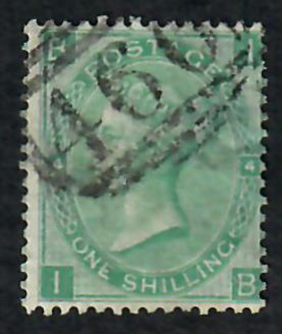 GREAT BRITAIN 1865 Definitive 1/- Green. Good perfs. Centred east. Postmark 466 in oval bars. Letters BIIB - 70258 - FU image 0