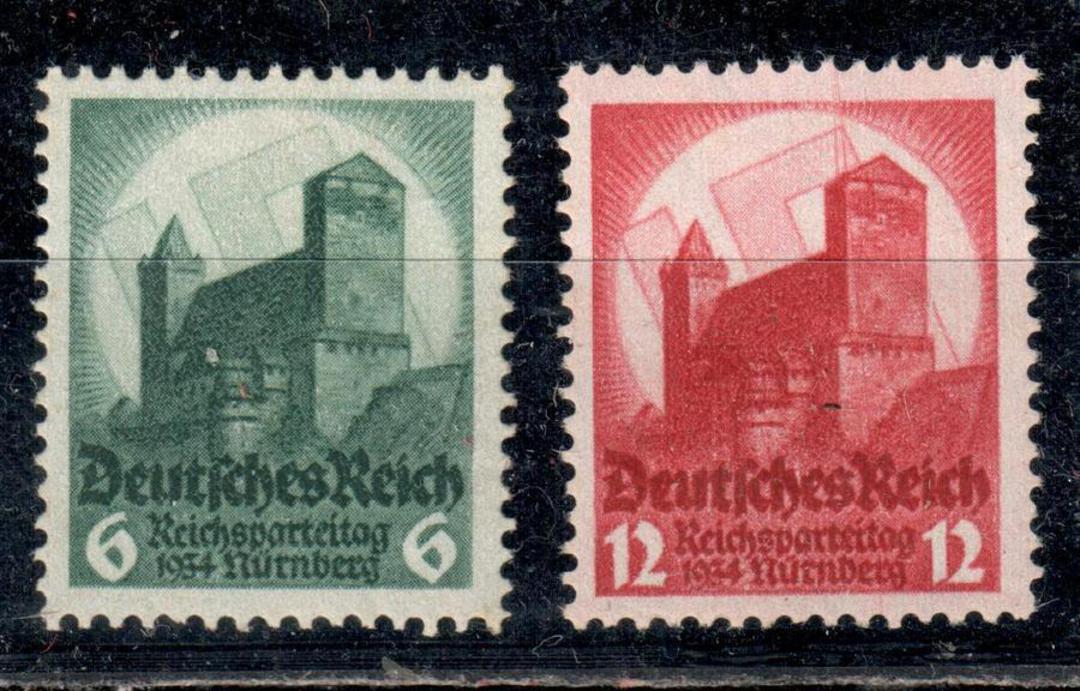 GERMANY 1934 Nuremberg Congress. Set of 2. The higher value is perfect. The lower value has very minor gum defects. - 71889 - UH image 0